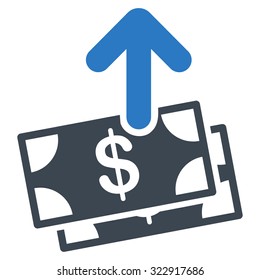 Spend Money vector icon. Style is bicolor flat symbol, smooth blue colors, rounded angles, white background.