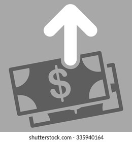 Spend Money vector icon. Style is bicolor flat symbol, dark gray and white colors, rounded angles, silver background.