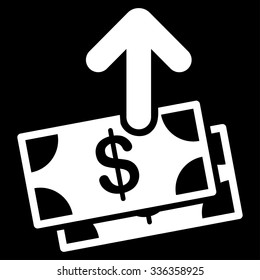 Spend Money vector icon. Style is flat symbol, white color, rounded angles, black background.