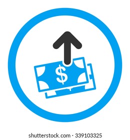 Spend Money vector icon. Style is bicolor flat rounded symbol, blue and gray colors, rounded angles, white background.