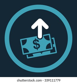 Spend Money vector icon. Style is bicolor flat rounded symbol, blue and white colors, rounded angles, dark blue background.