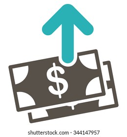 Spend Money vector icon. Style is bicolor flat symbol, grey and cyan colors, rounded angles, white background.