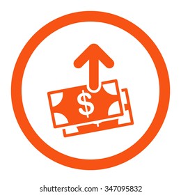 Spend Money vector icon. Style is flat rounded symbol, orange color, rounded angles, white background.