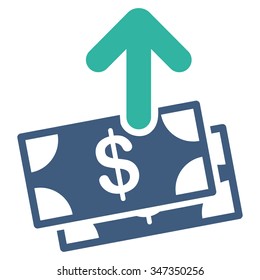 Spend Money vector icon. Style is bicolor flat symbol, cobalt and cyan colors, rounded angles, white background.