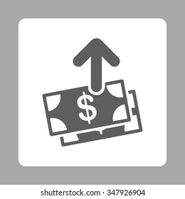 Spend Money vector icon. Style is flat rounded square button, dark gray and white colors, silver background.