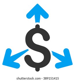 Spend Money vector icon. Style is bicolor flat symbol, blue and gray colors, white background.