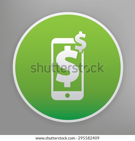 Spend on mobile design icon on green button, clean vector