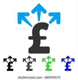 Spend Pound Money flat vector icon. Colored spend pound money gray, black, blue, green pictogram versions. Flat icon style for web design.