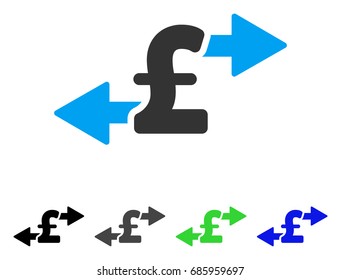 Spend Pound Money flat vector illustration. Colored spend pound money gray, black, blue, green icon variants. Flat icon style for web design.