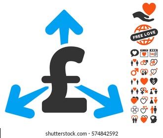Spend Pound Money icon with bonus amour symbols. Vector illustration style is flat iconic symbols for web design, app user interfaces.