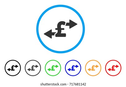 Spend Pound Money rounded icon. Style is a flat spend pound money gray symbol inside light blue circle with black, gray, green, blue, red, orange color versions.