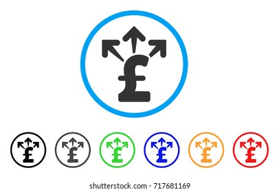 Spend Pound Money rounded icon. Style is a flat spend pound money gray symbol inside light blue circle with black, gray, green, blue, red, orange variants.