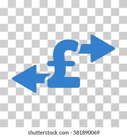 Spend Pound Money vector icon. Illustration style is a flat iconic cobalt symbol on a transparent background.