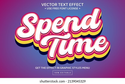 Spend time 3D editable text effect template