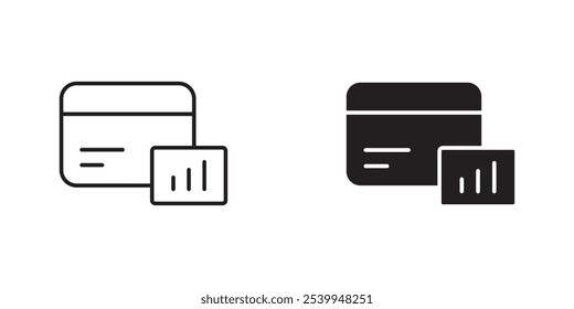 Ícone do Controlador de Gastos com Cartão de Crédito e Gráfico, Representando Hábitos de Gastos, Gerenciamento de Orçamento e Consciência Financeira