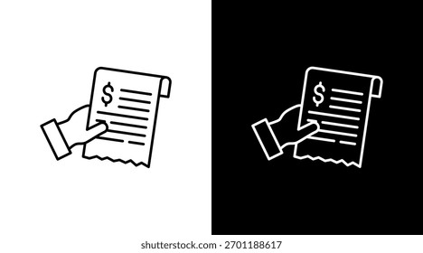 Diseño de conjunto de iconos blancos de factura de gasto