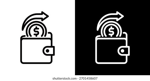 Icono de gasto de estilo plano blanco y negro