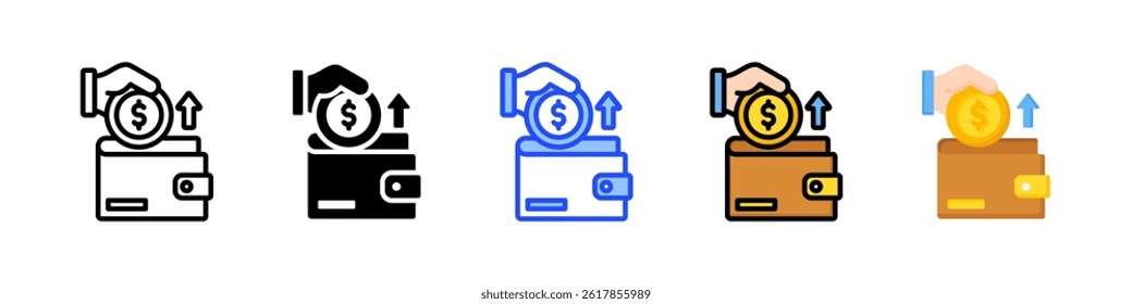 Spending Money Icon Collection With Multiple Styles