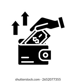 Ilustración vectorial de glifo de icono de gasto de dinero