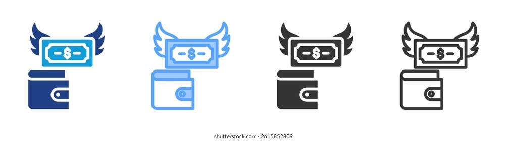 Spending Money icon set multiple style collection