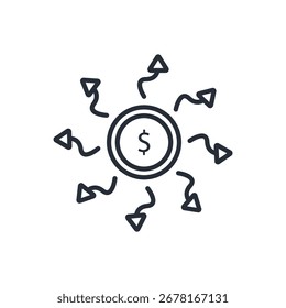 gastando dinheiro sinal de estilo icon.Editable.strom.linear para usar web design,ilustração logo.Symbol.