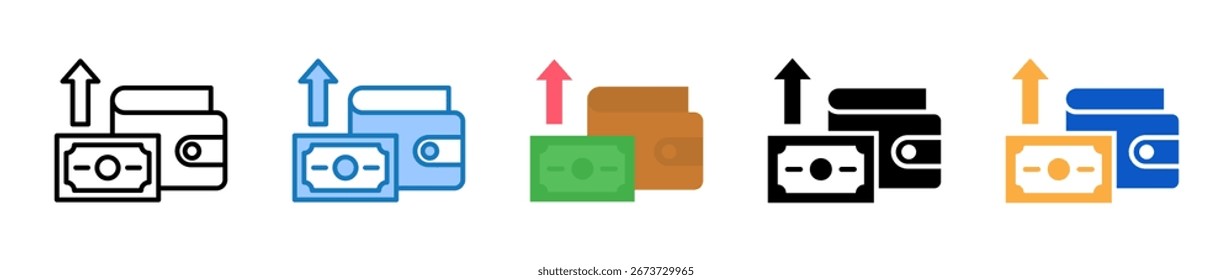 Ilustración vectorial de diseño de conjuntos de iconos de estilo múltiple de Spending Money.