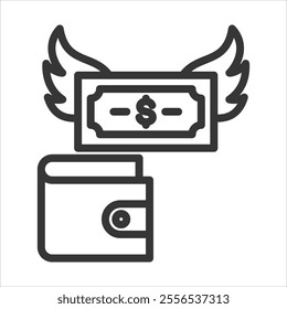 Spending Money Outline Icon Vector Illustration