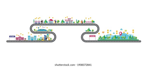 Spending money timeline. Retirement concept. Vector Illustration