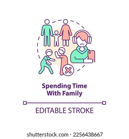 Spending time with family concept icon. Relationship. Parent teen conflict area abstract idea thin line illustration. Isolated outline drawing. Editable stroke. Arial, Myriad Pro-Bold fonts used