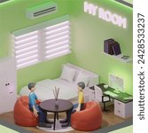 Spending time together concept. Realistic 3d object cartoon style.