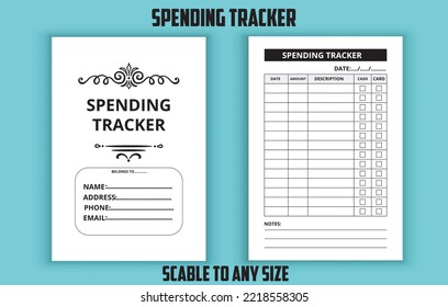 Spending tracker low content kdp interior design vector template