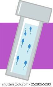 Sperm analysis count for ivf procedure conceptual illustration. vector illustration of the mciroscope and sperm cells. Fit to show step by step of ivf procedure