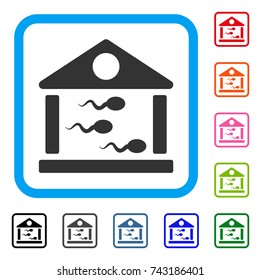 Sperm Bank icon. Flat gray pictogram symbol inside a light blue rounded square. Black, gray, green, blue, red, orange color variants of Sperm Bank vector. Designed for web and software interfaces.