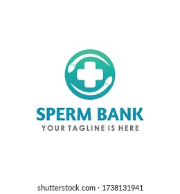 plantilla vectorial de concepto de logotipo de banco de esperma, plantilla de logotipo de cuidado de esperma, diseño de logotipo de salud