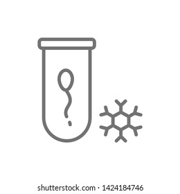 Sperm Bank, Spermatozoon Freezing Line Icon.