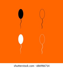 Sperm black and white set icon .