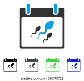 Sperm Calendar Day flat vector pictogram. Colored sperm calendar day gray, black, blue, green pictogram variants. Flat icon style for web design.