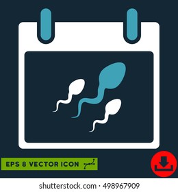 Sperm Calendar Day icon. Vector EPS illustration style is flat iconic bicolor symbol, blue and white colors.