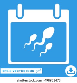 Sperm Calendar Day icon. Vector EPS illustration style is flat iconic symbol, white color.