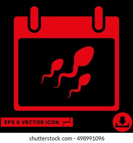 Sperm Calendar Day icon. Vector EPS illustration style is flat iconic symbol, red color.
