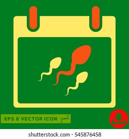 Sperm Calendar Day icon. Vector EPS illustration style is flat iconic bicolor symbol, orange and yellow colors.