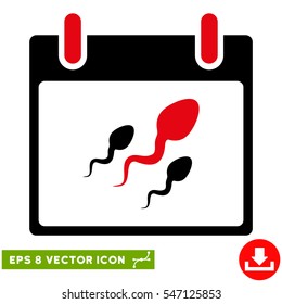 Sperm Calendar Day icon. Vector EPS illustration style is flat iconic bicolor symbol, intensive red and black colors.