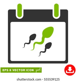 Sperm Calendar Day icon. Vector EPS illustration style is flat iconic bicolor symbol, eco green and gray colors.