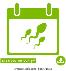 Sperm Calendar Day icon. Vector EPS illustration style is flat iconic symbol, eco green color.