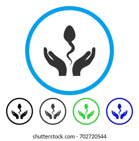 Sperm Care Hands rounded icon. Vector illustration style is a flat iconic symbol inside a circle, black, grey, blue, green versions. Designed for web and software interfaces.