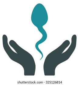 Sperm Care vector icon. Style is bicolor flat symbol, soft blue colors, rounded angles, white background.
