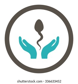 Sperm Care vector icon. Style is bicolor flat rounded symbol, grey and cyan colors, rounded angles, white background.