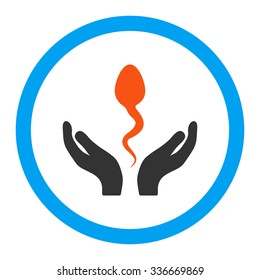 Sperm Care vector icon. Style is flat rounded symbol, bright colors, rounded angles, white background.