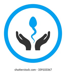 Sperm Care vector icon. Style is bicolor flat rounded symbol, blue and gray colors, rounded angles, white background.