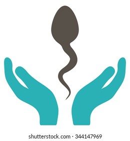 Sperm Care vector icon. Style is bicolor flat symbol, grey and cyan colors, rounded angles, white background.